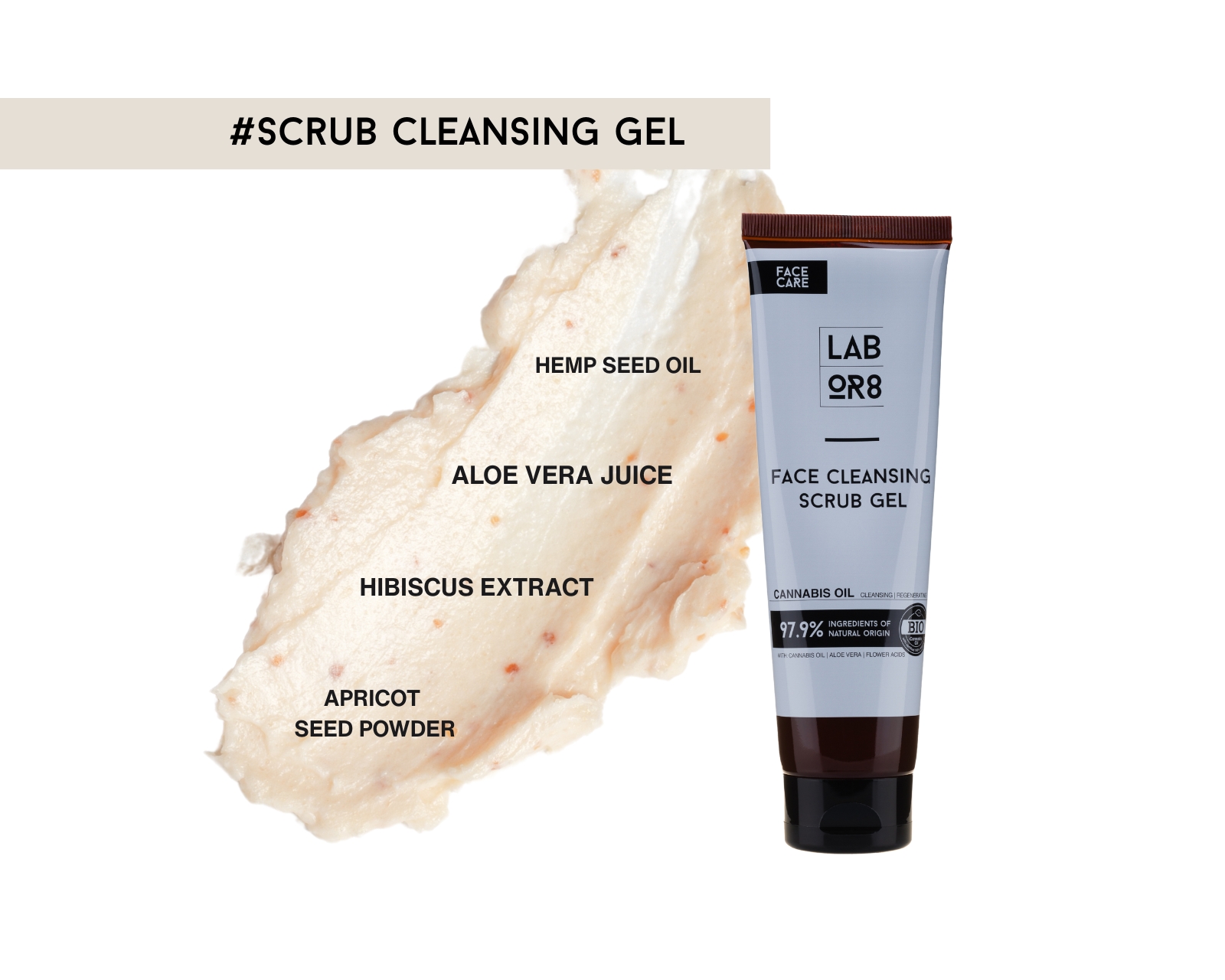 LABOR8 LABOR8 Hemp Face Cleansing Scrub Gel 125 мл - Гел за почистване на лице Унисекс 2