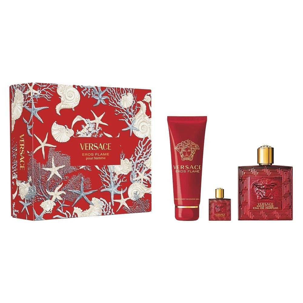 Versace Versace Eros Flame EDP 100 мл + EDP 5 мл + Душ гел 150 мл - Подаръчен Комплект за Мъже 1