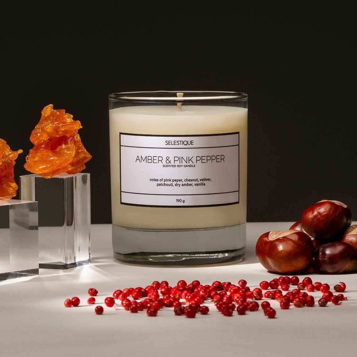 Selestique Selestique® Amber & Pink Pepper - Ароматна свещ 190 г 4