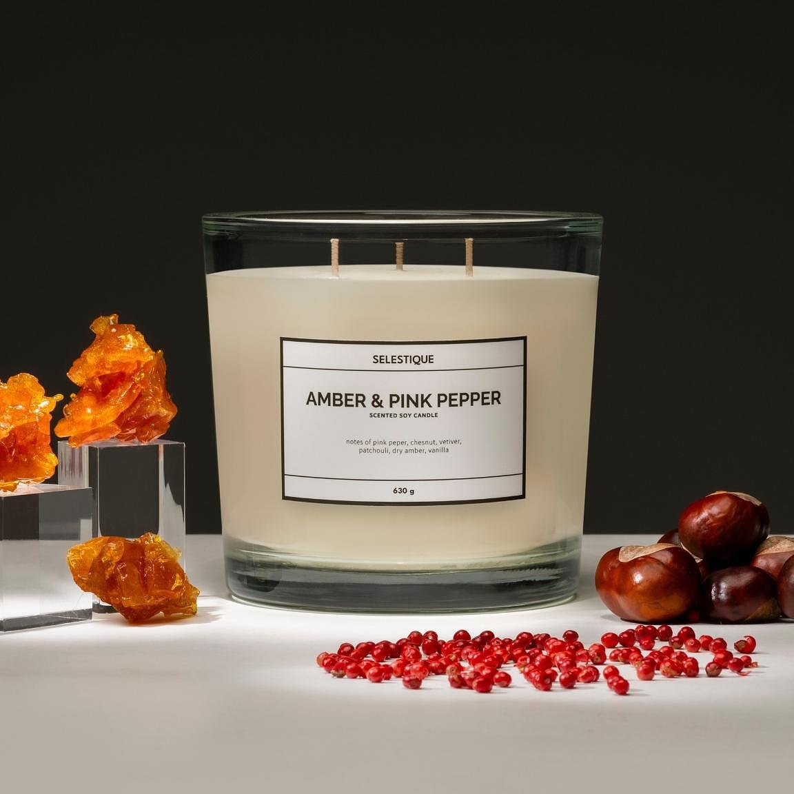 Selestique Selestique® Amber & Pink Pepper - Ароматна свещ 630 г 4