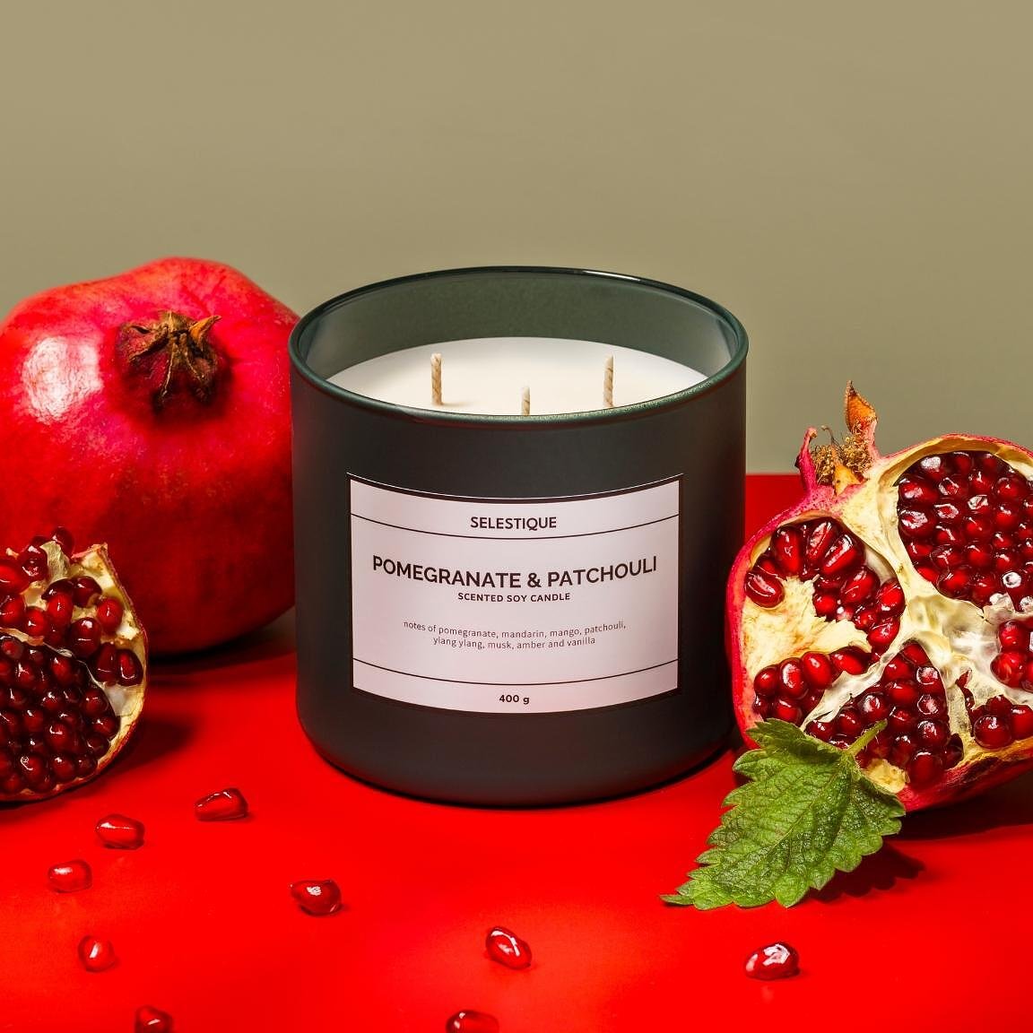 Selestique Selestique® Pomegranate & Patchouli - Ароматна свещ 400 г 2