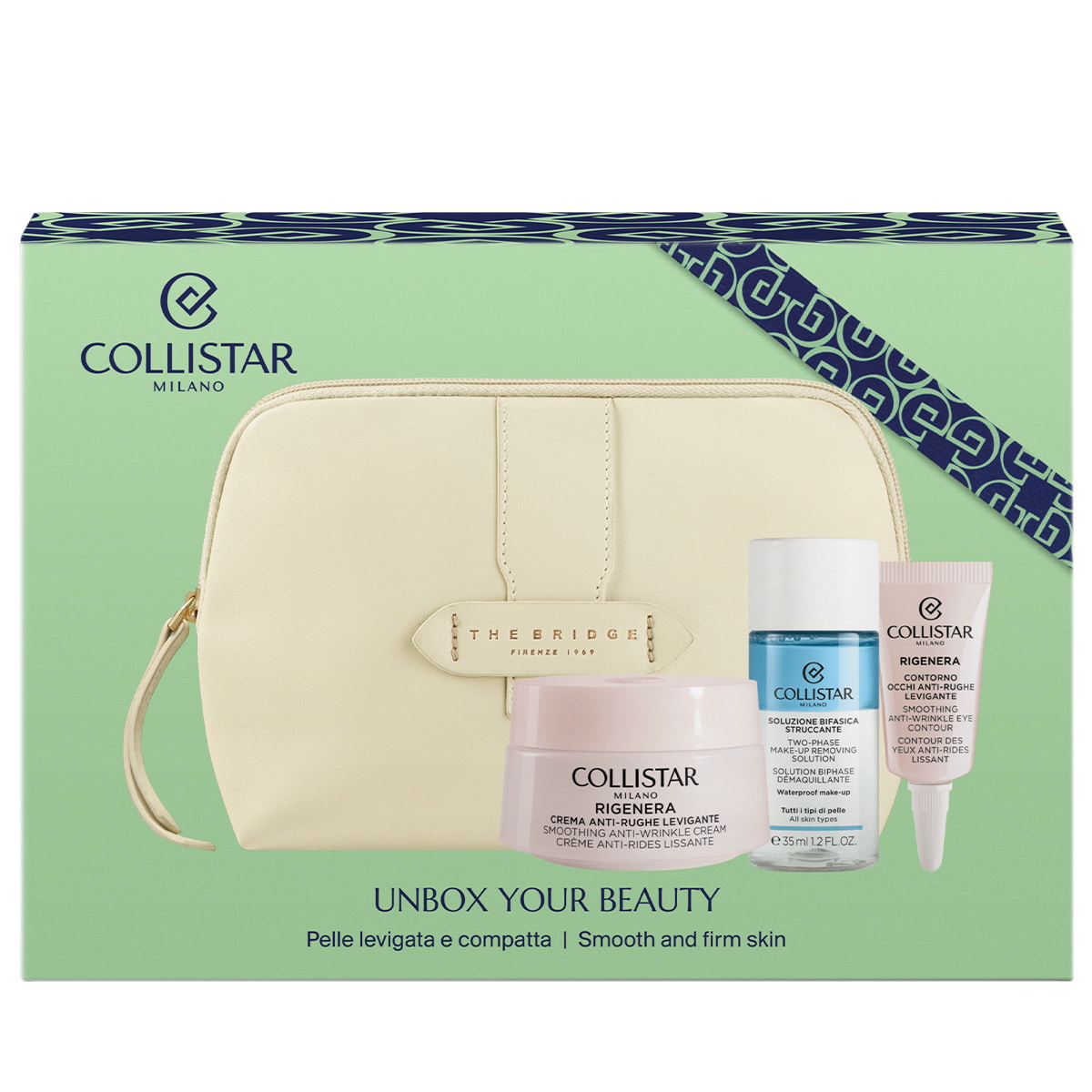 Collistar Collistar Rigenera Cream Anti-Wrinkle 50 ml + Eye Contour Anti-Wrinkle 5 ml + Two-Phase Remover 35 ml + Pouch /2025/ 2