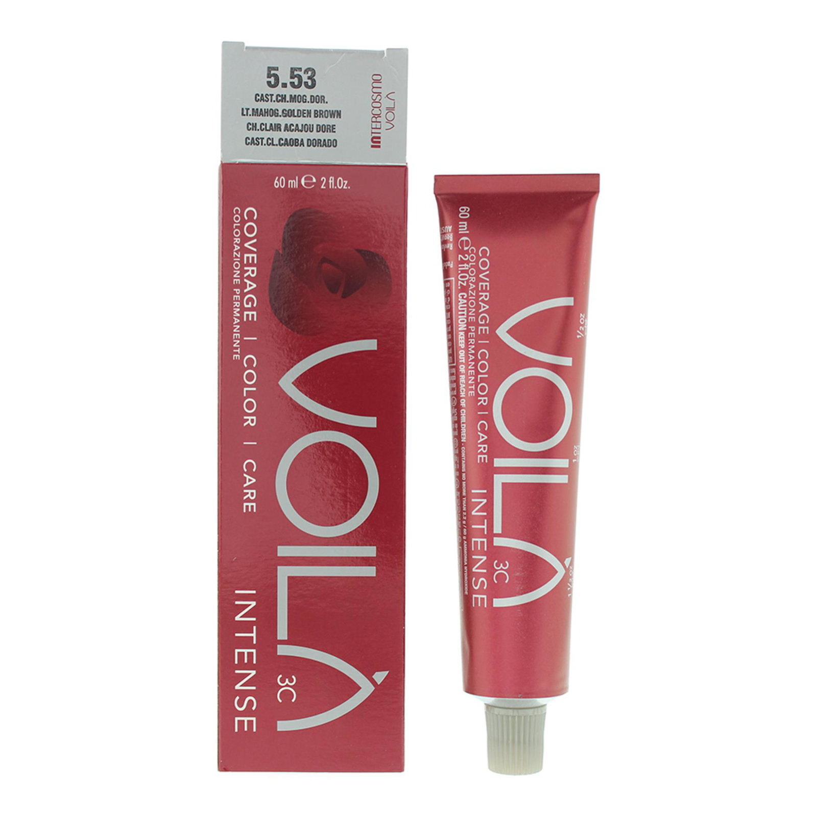 Intercosmo Intercosmo Voila 3C Intense — Боя за коса, 60 мл — 5.53 Light Mahogany Golden Brown 1