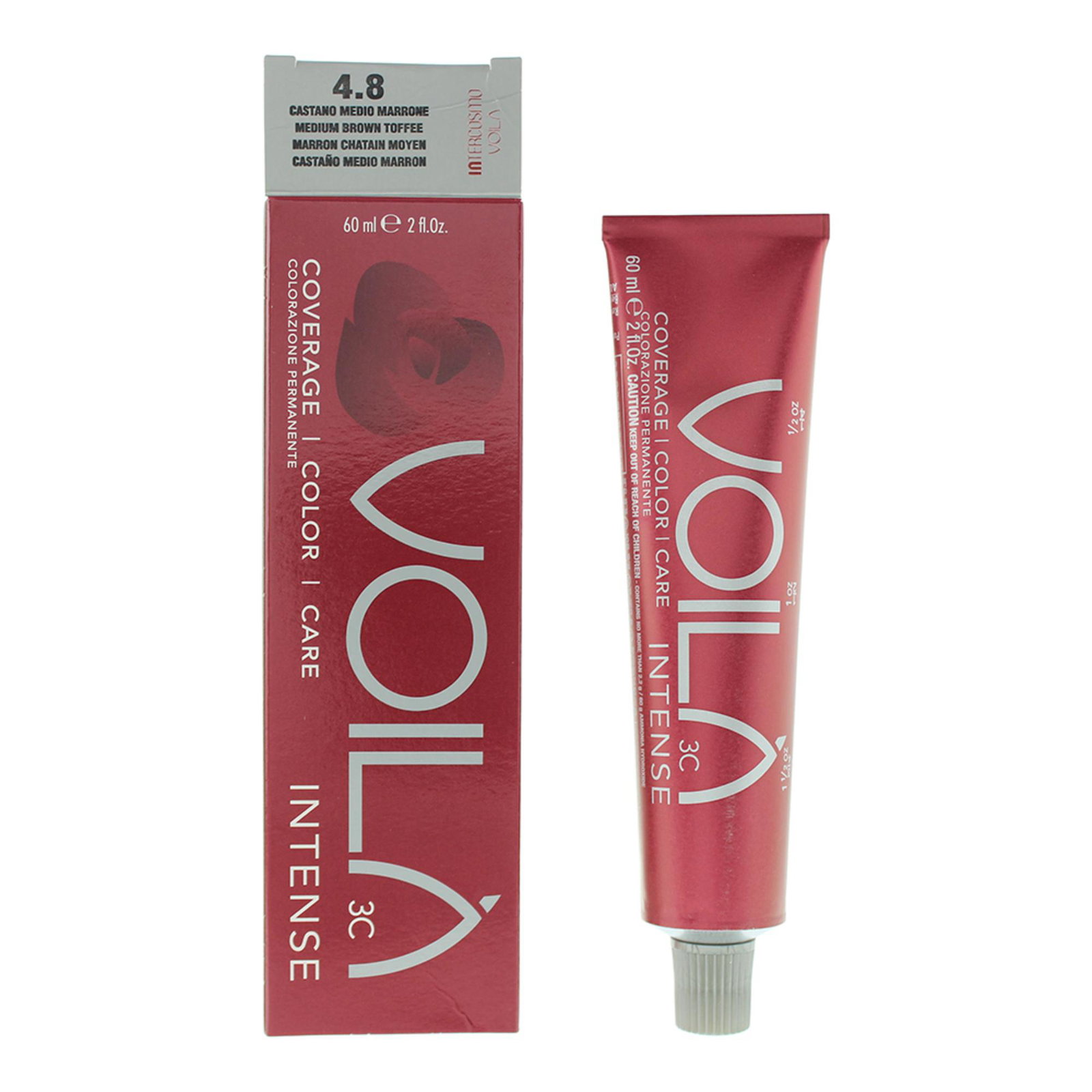 Intercosmo Intercosmo Voila 3C Intense Aqua — Хидратираща боя за коса, 60 мл — 4.8 Medium Brown Toffee 1