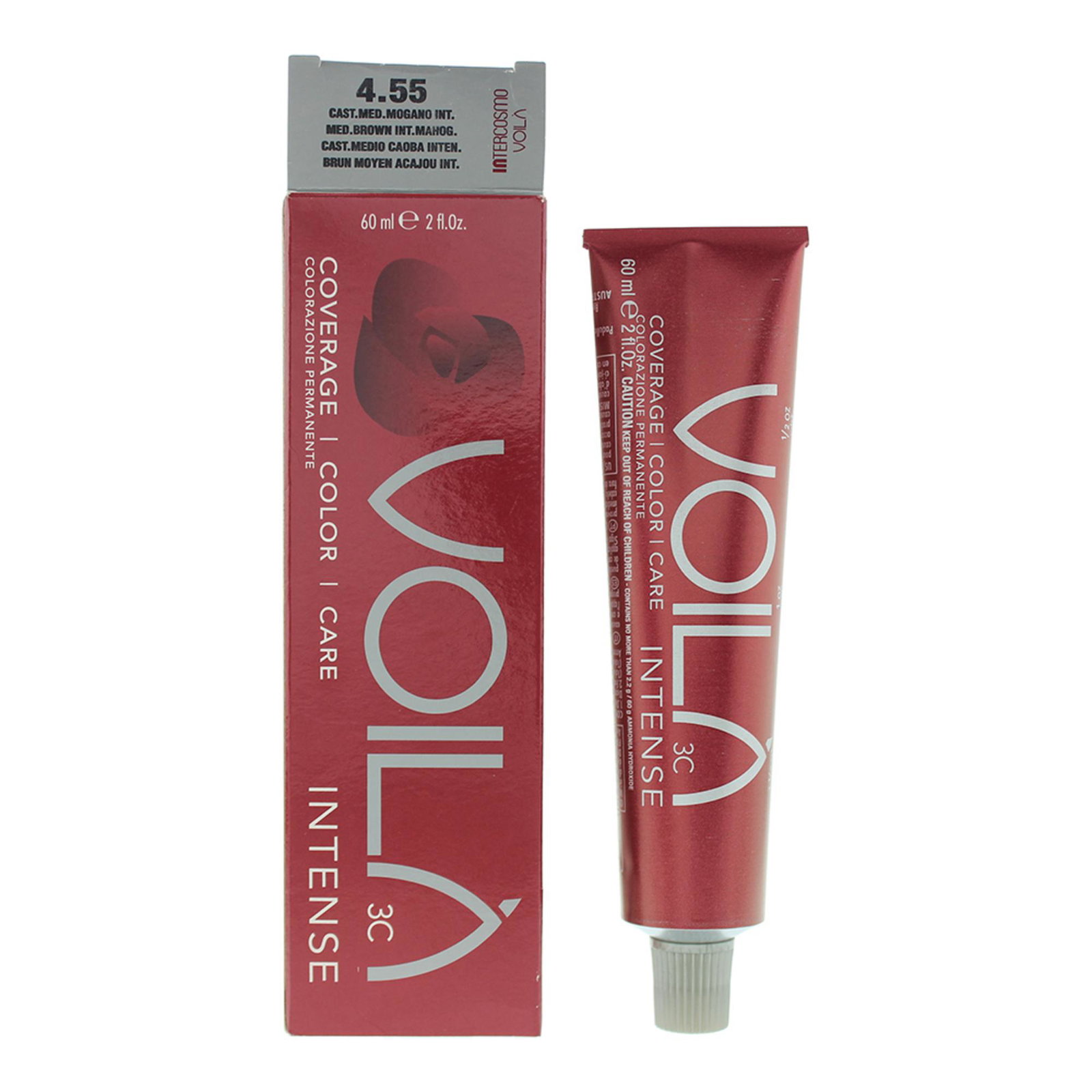 Intercosmo Intercosmo Voila 3C Intense — Боя за коса, 60 мл — 4.55 Medium Brown Intense Mahogany 1