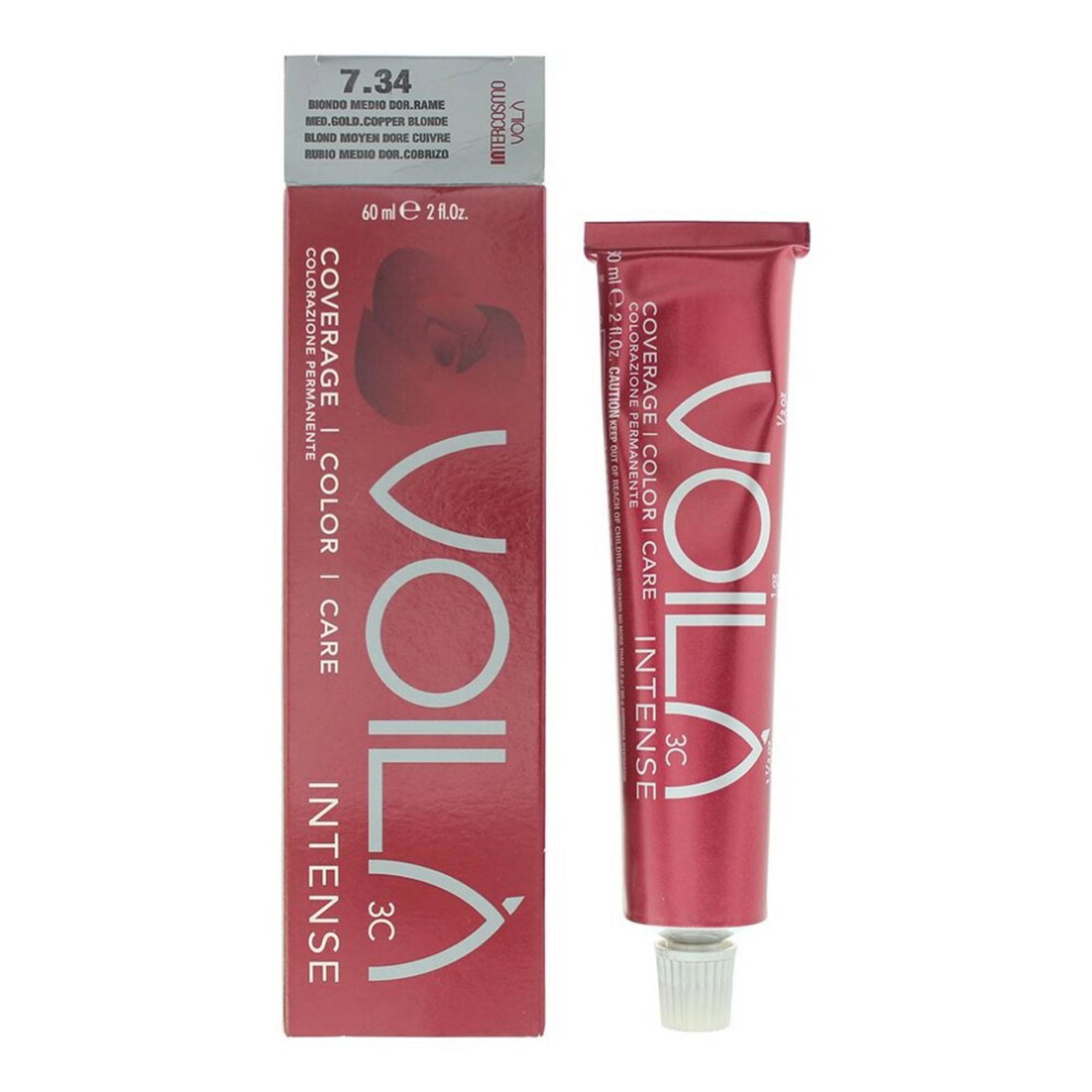 Intercosmo Intercosmo Voila 3C Intense — Боя за коса, 60 мл — 7.34 Medium Golden Copper Blonde 1