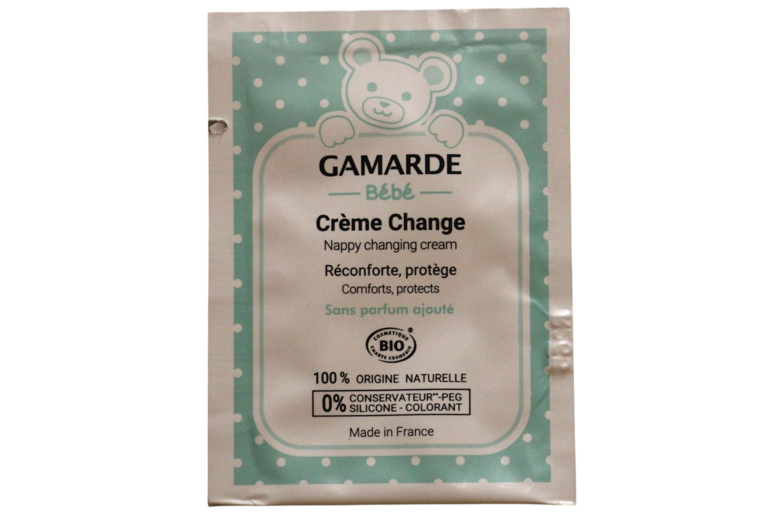Gamarde Gamarde Baby Bio Protective At each diaper change — Защитен крем за зоната при смяна на пелени, 3 мл МОСТРА 1