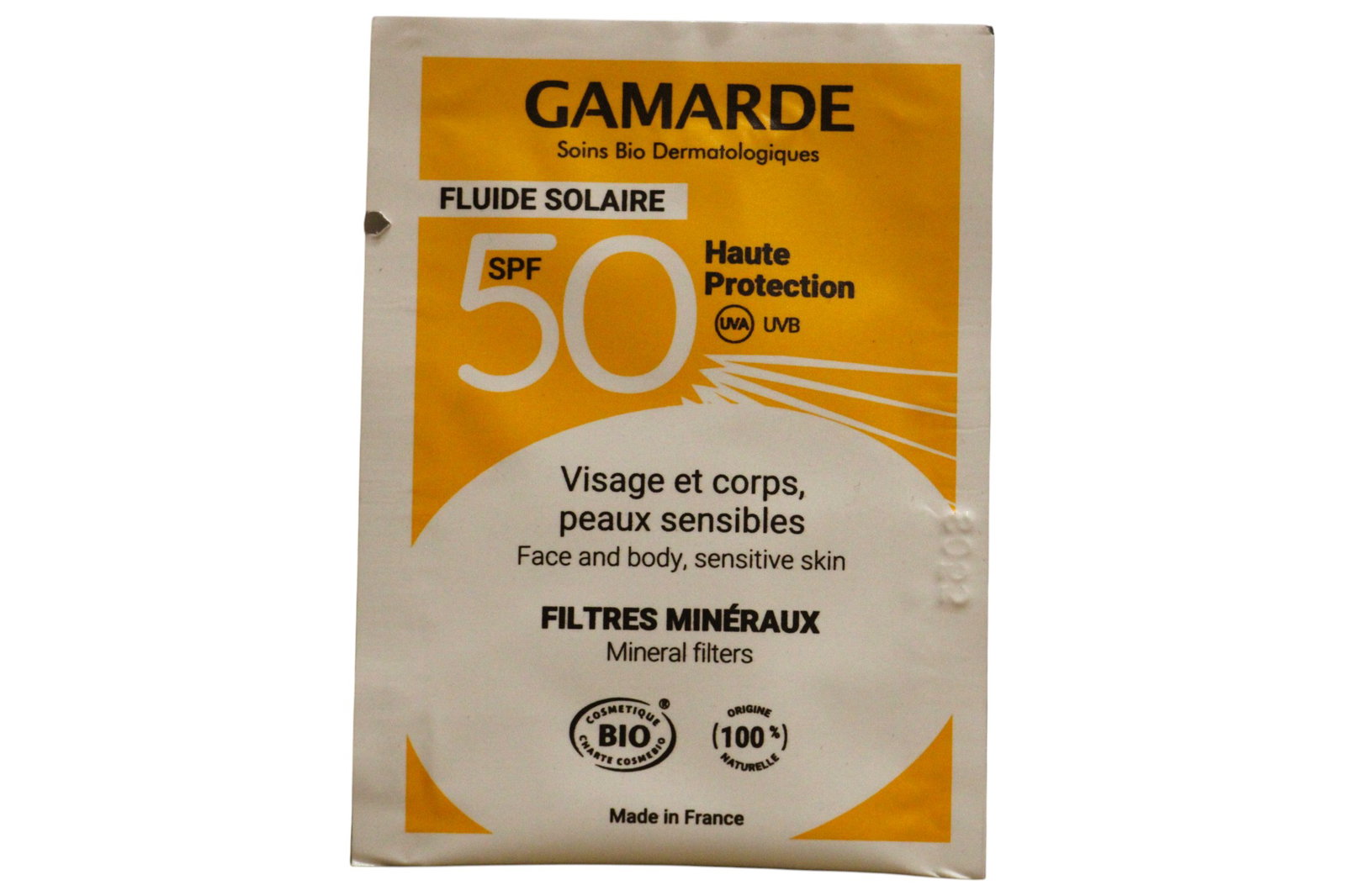 Gamarde Gamarde Bio Sun Protection — Слънцезащитен крем за лице и тяло с SPF 50, 2 мл МОСТРА 1