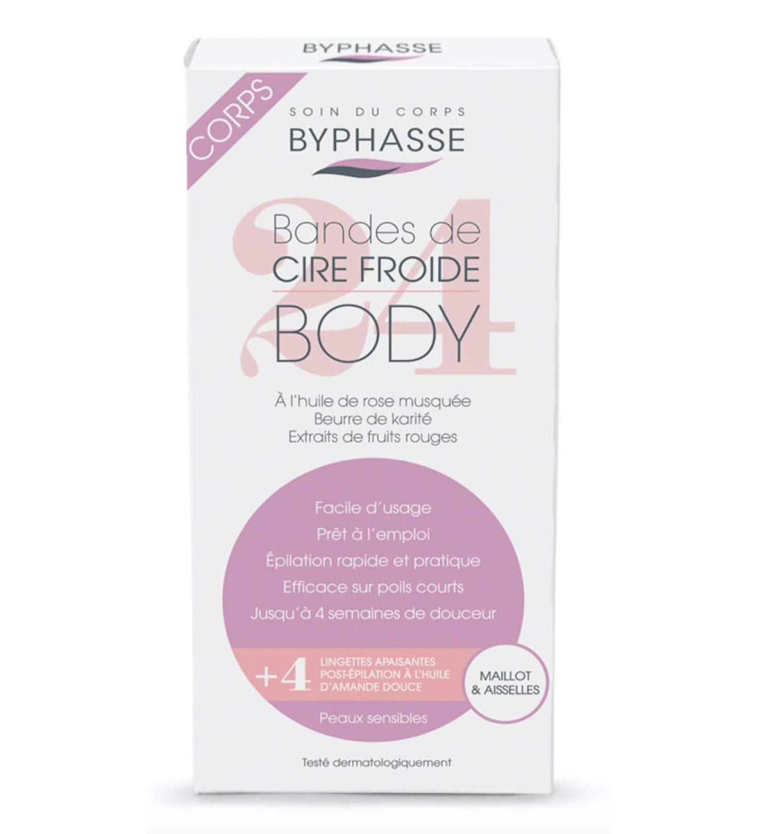 Byphasse Byphasse Set Cold Wax Shea Butter Hair Removal Wax Strips For Underarms & Bikini Area 24 pcs - ТЕСТЕР 1