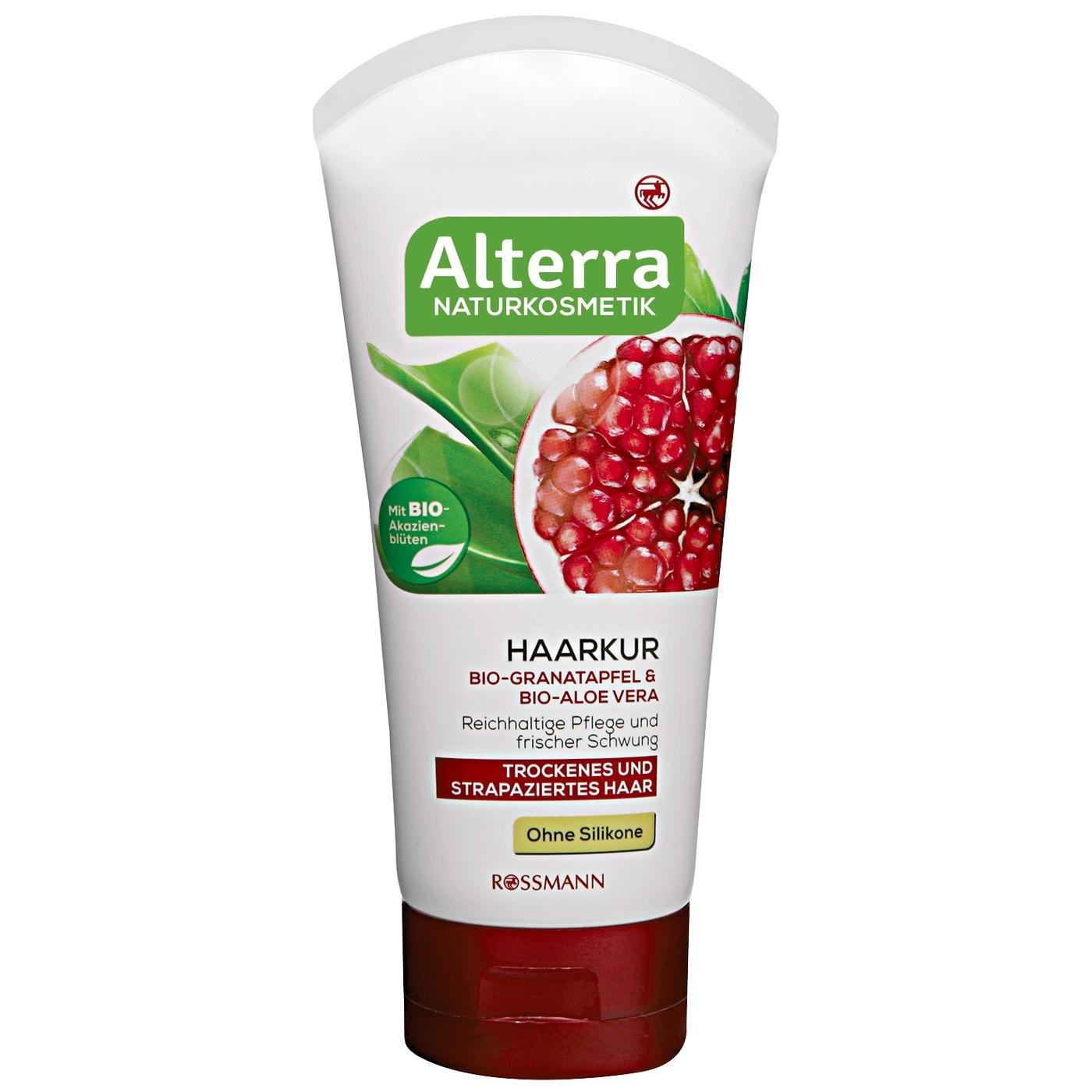 Rossmann Rossmann Alterra Organic Pomegranate & Organic Aloe Vera — Хидратиращ и озаряващ крем за коса, 150 мл ТЕСТЕР 1