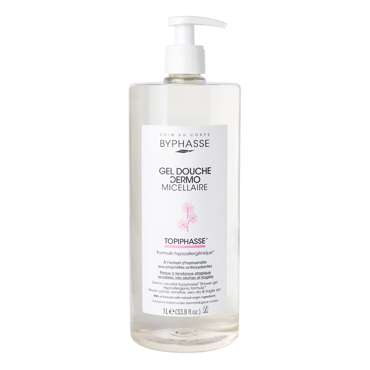 Byphasse Byphasse Dermo Micelar Topiphasse Hypoallergenic — Хипоалергичен, успокояващ душ гел за чувствителна кожа, 1000 мл ТЕСТЕР 1
