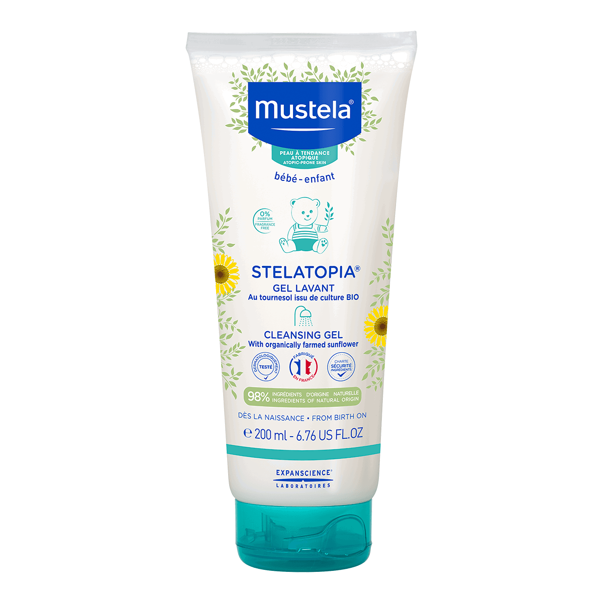 Mustela Mustela Stelatopia Sunflower — Успокояващ, душ гел за много сух за атопична чувствителна кожа, 200 мл 1