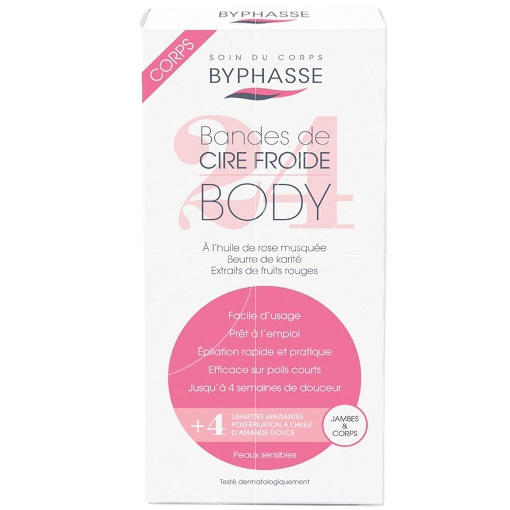 Byphasse Byphasse Set Cold Wax Shea Butter Hair Removal Wax Strips For Legs 24 pcs - ТЕСТЕР 1
