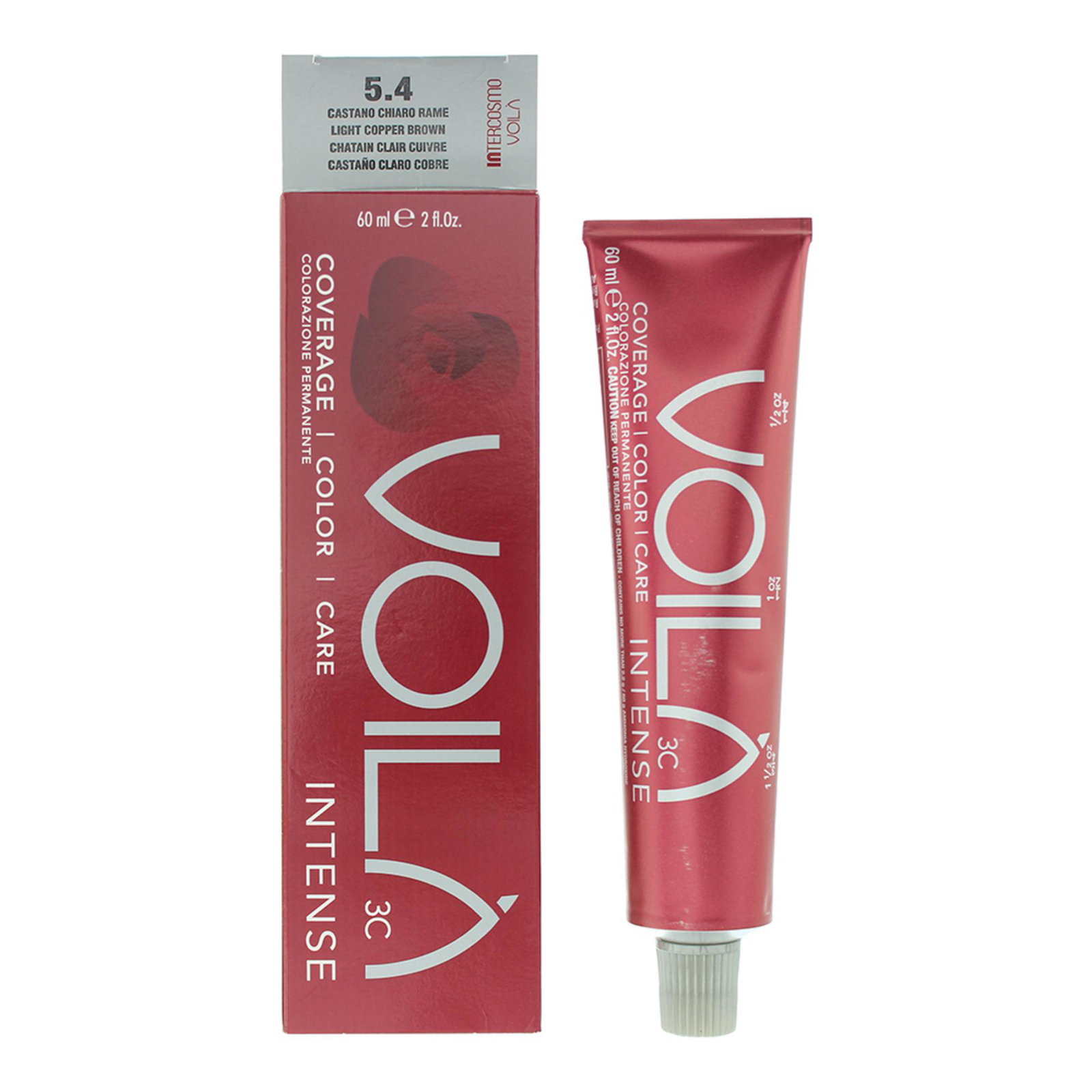 Intercosmo Intercosmo Voila 3C Intense — Боя за коса, 60 мл — 5.4 Light Copper Brown 2