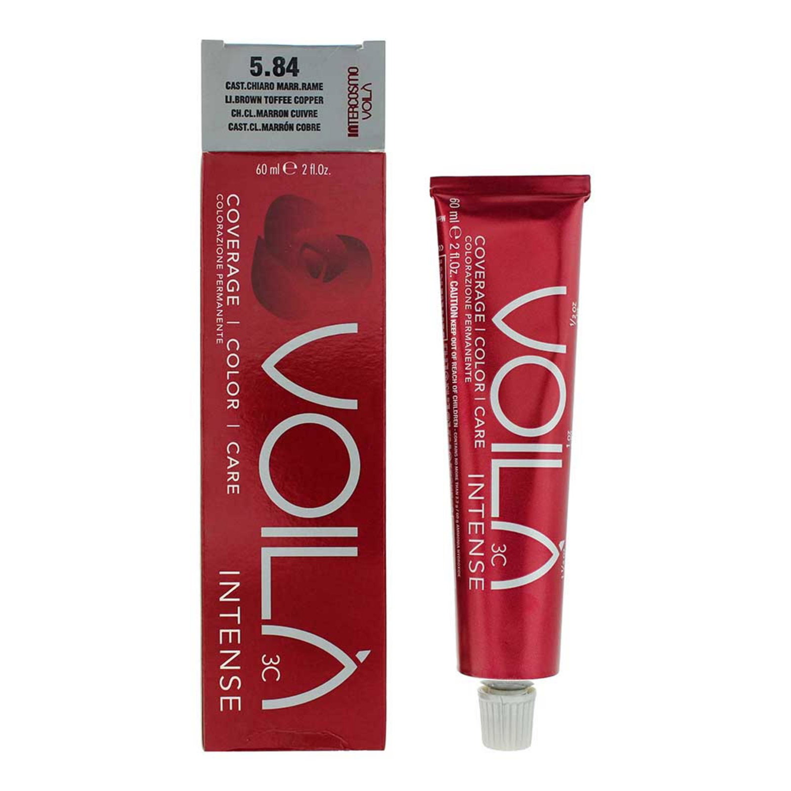 Intercosmo Intercosmo Voila 3C Intense — Боя за коса, 60 мл — 5.84 Light Brown Toffee 2