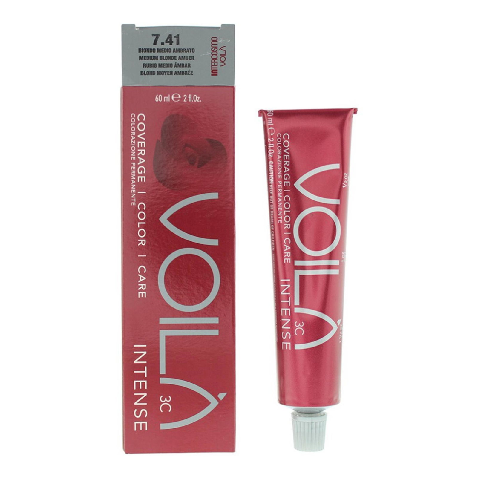Intercosmo Intercosmo Voila 3C Intense — Боя за коса, 60 мл — 7.41 Medium Blonde Amber 2