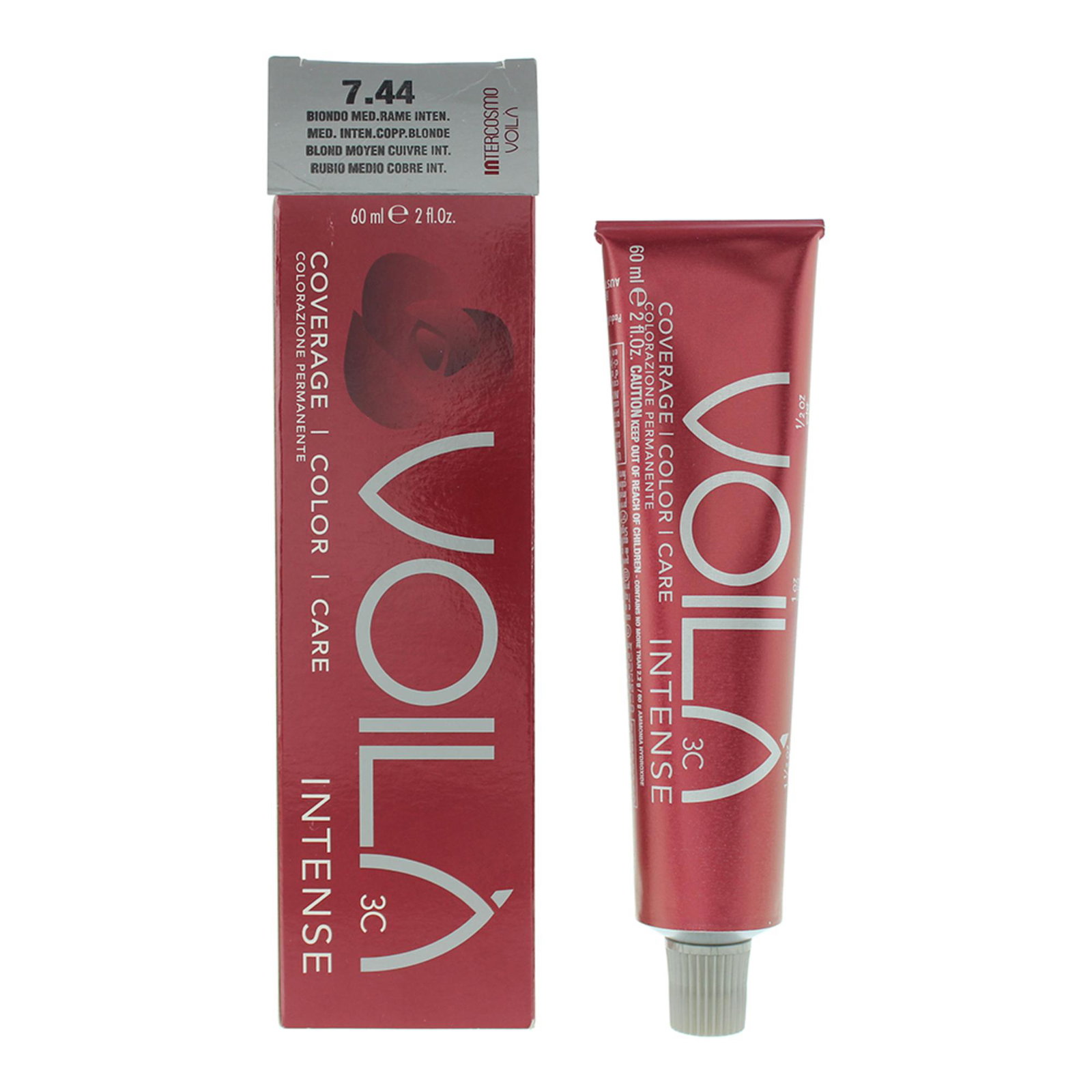 Intercosmo Intercosmo Voila 3C Intense — Боя за коса, 60 мл — 7.44 Medium Intense Copper Blonde 2
