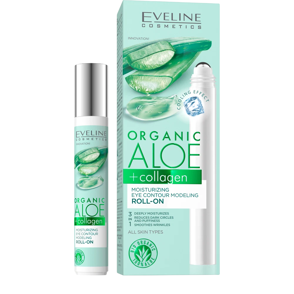 Eveline Cosmetics Eveline Cosmetics Organic Aloe + Collagen — Хидратиращ околоочен рол-он, 15 мл ТЕСТЕР 1