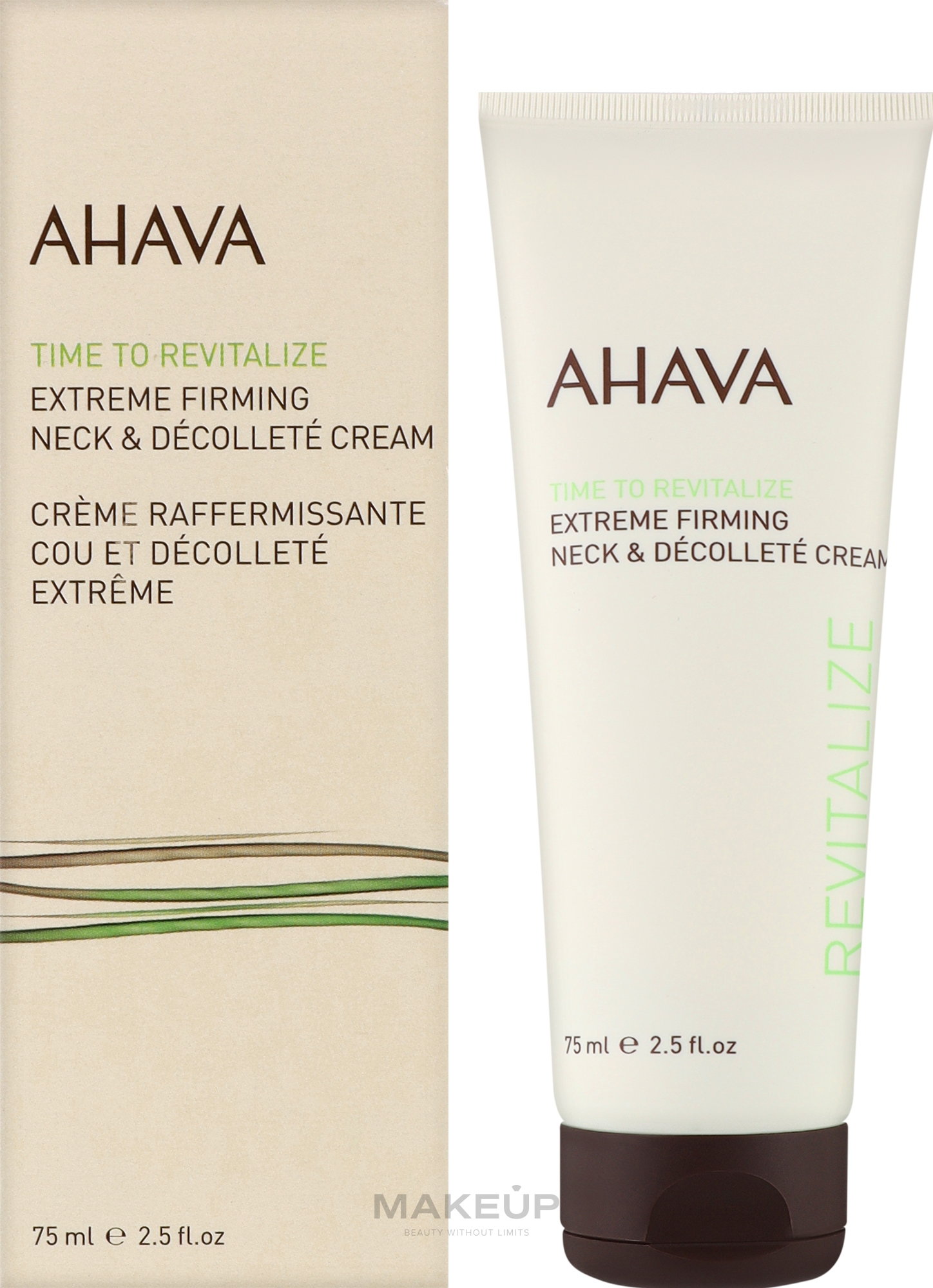 Ahava Ahava Time To Revitalize — Стягащ и подхранващ крем за шия и деколте, 75 мл 2