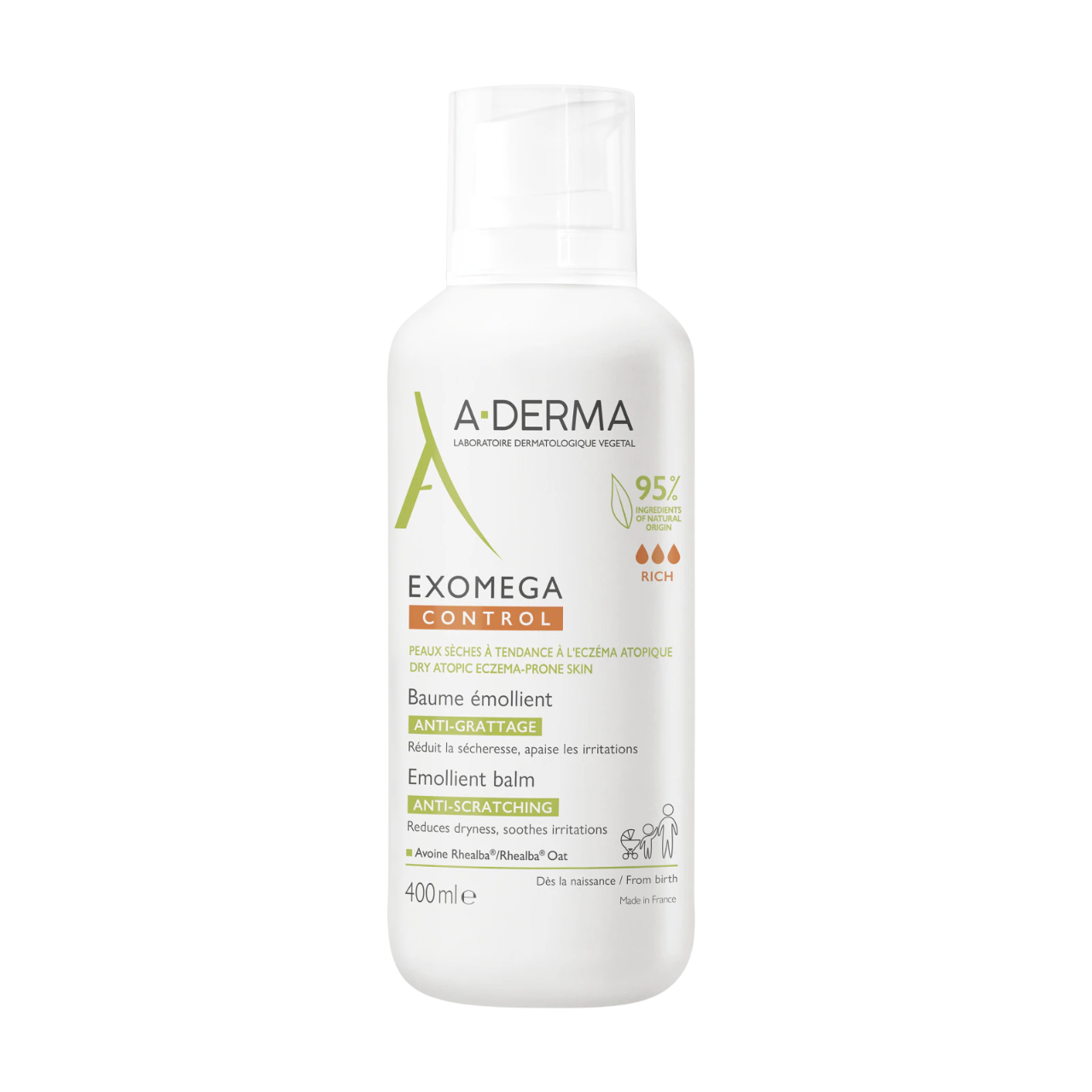 A-Derma A-Derma Exomega Control — Успокояващ хидратиращ балсам за лице, 400 мл 1