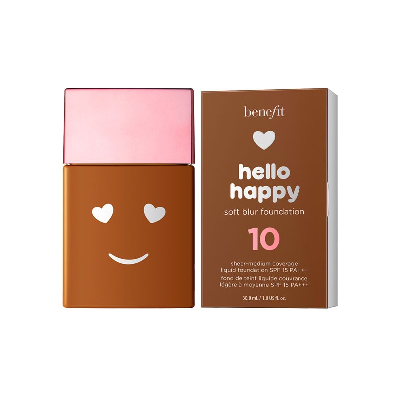 Benefit Benefit Hello Happy Soft Blur Matte Finish — Матиращ течен фон дьо тен с SPF 15, 30 мл — 10 Deep Warm 1