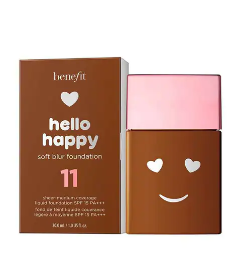 Benefit Benefit Hello Happy Soft Blur Matte Finish — Матиращ течен фон дьо тен с SPF 15, 30 мл — 11 Dark Neutral 2