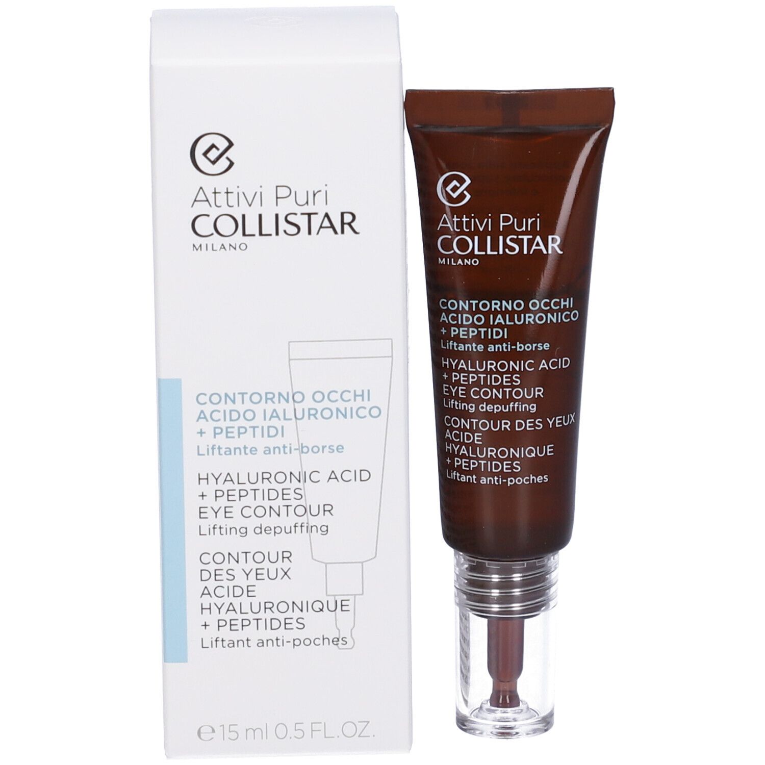 Collistar Collistar Attivi Puri Hyaluronic Acid + Peptide — Стягащ и дренажен серум за околоочен контур с хиалурон и пептиди, 15 мл 2