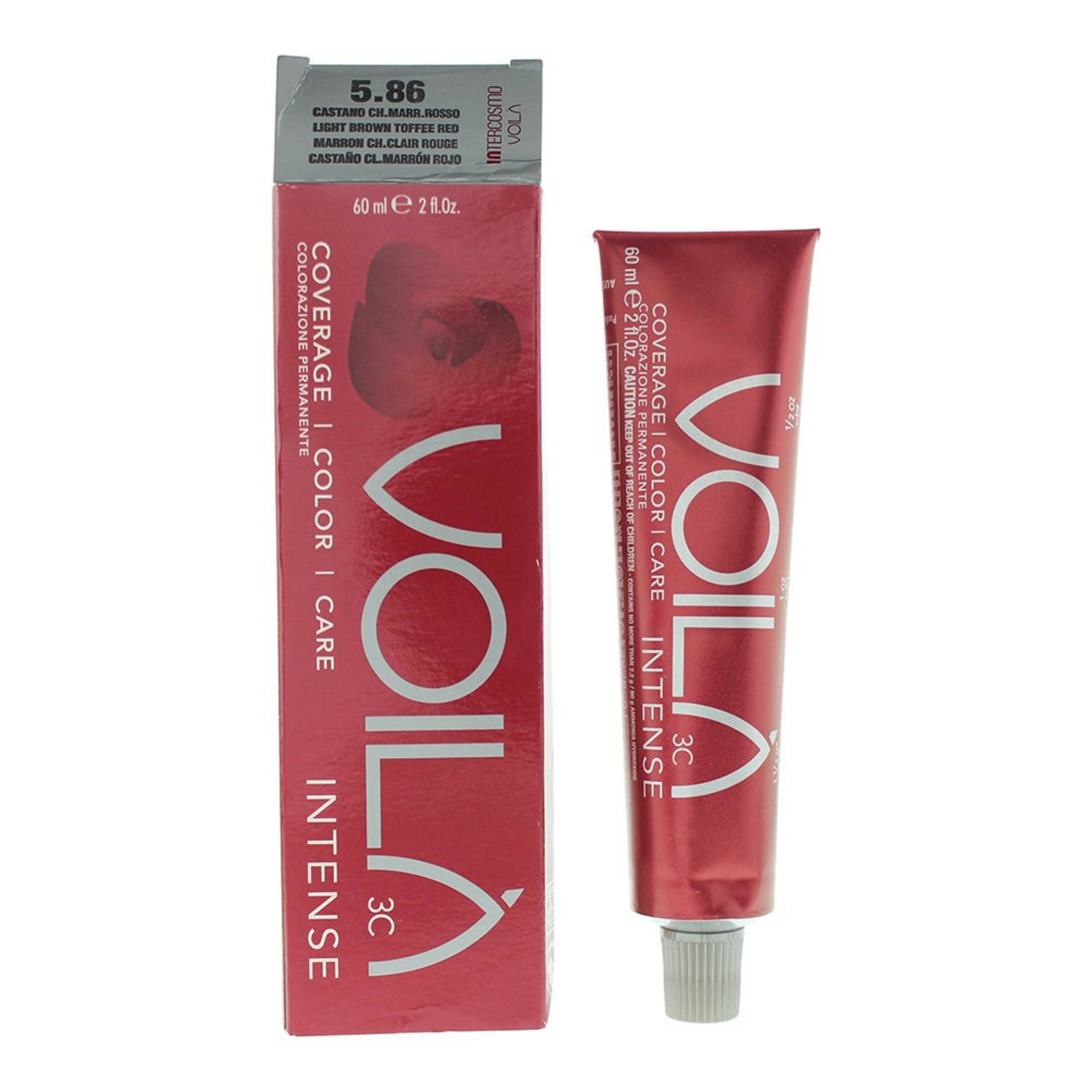Intercosmo Intercosmo Voila 3C Intense — Боя за коса, 60 мл — 5.86 Light Brown Toffee Red 1