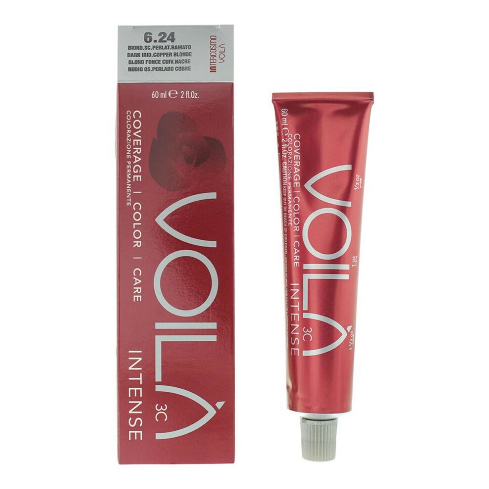 Intercosmo Intercosmo Voila 3C Intense — Боя за коса, 60 мл — 6.24 Dark Iridescent Copper Blonde 1