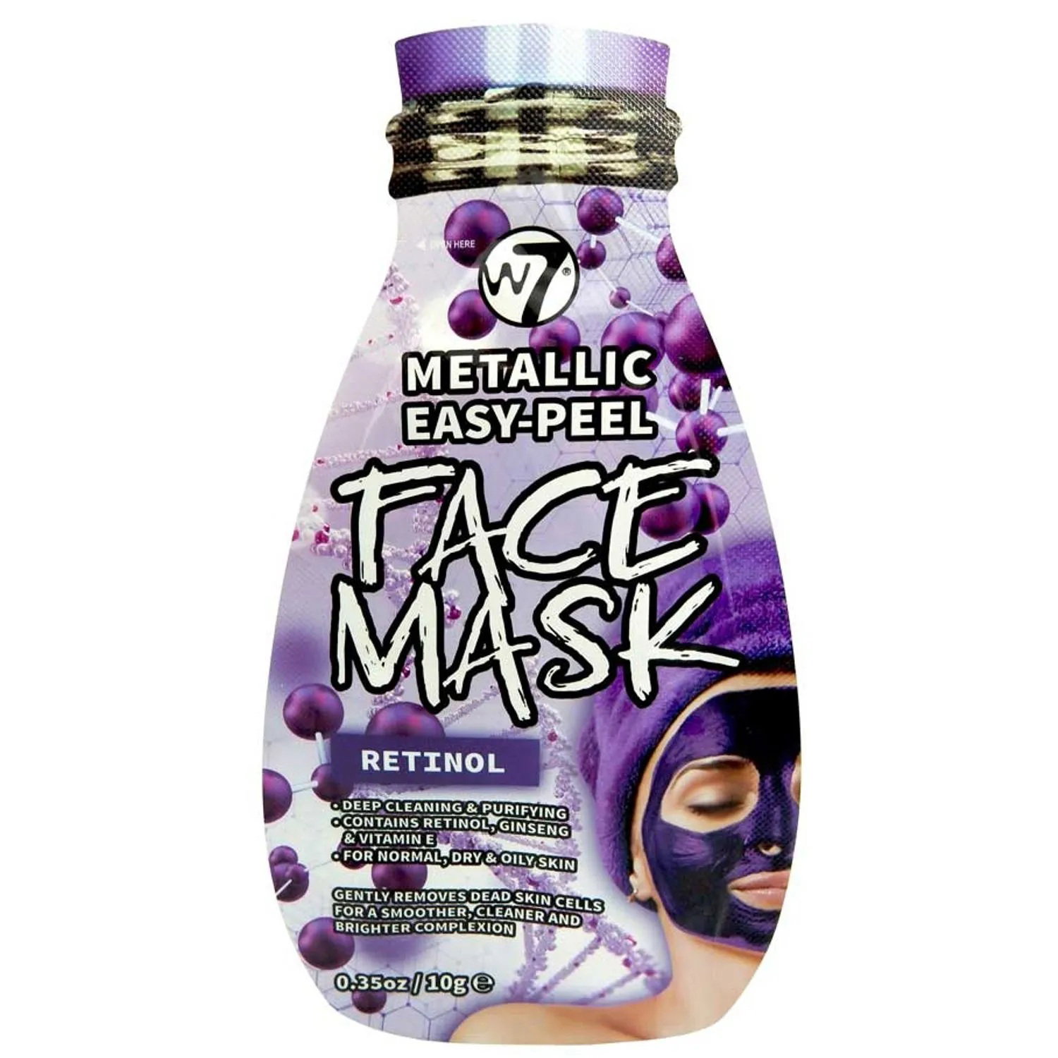 W7 W7 Metallic Easy-Peel Retinol Peel-Off Mask Face — Маска за лице, 10 г 1