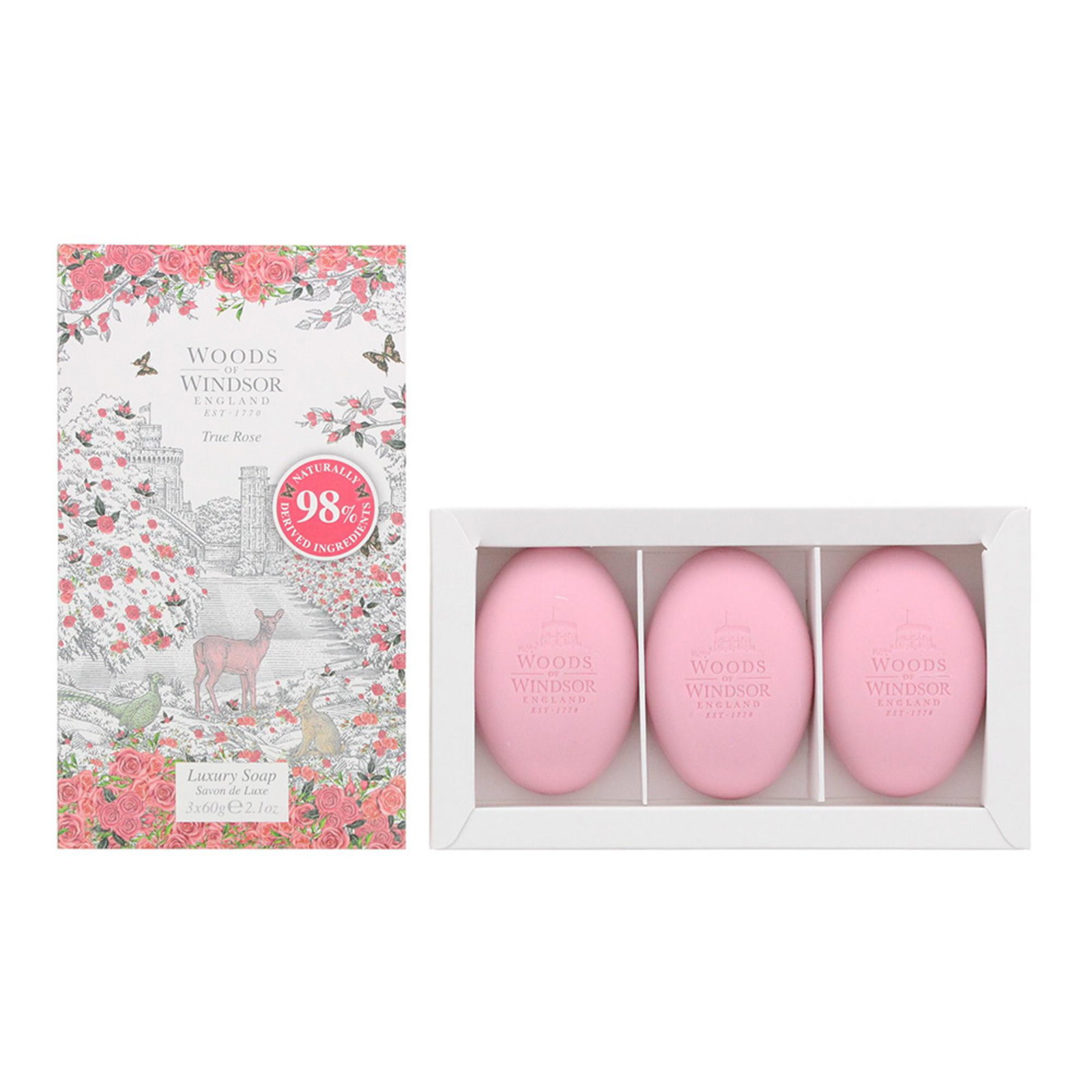 Woods Of Windsor Woods Of Windsor True Rose Moisturizing Massage Palm Oil — Хидратиращ сапун КОМПЛЕКТ 3 бр. 1