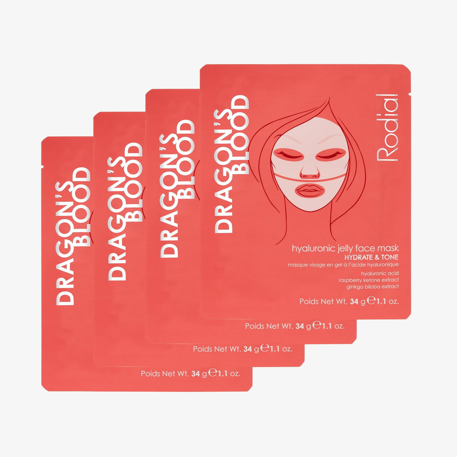 Rodial Rodial Dragon's Blood — Хидратираща маска за лице, 4 бр. 1