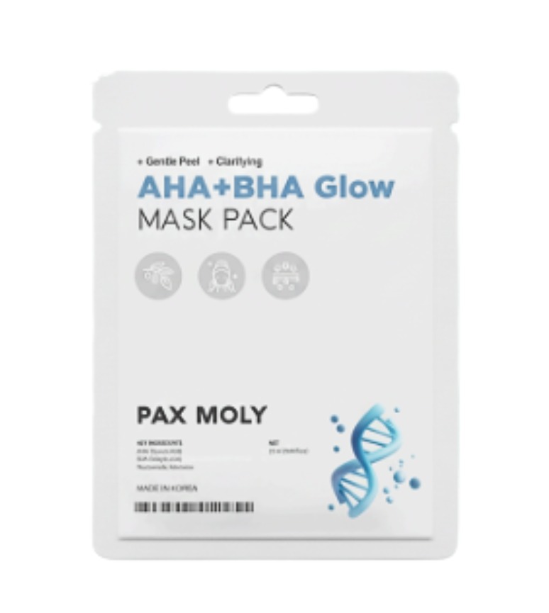 PaxMoly PaxMoly AHA + BHA Glowing — Озаряваща платнена маска за лице за всеки тип кожа, 25 мл 1