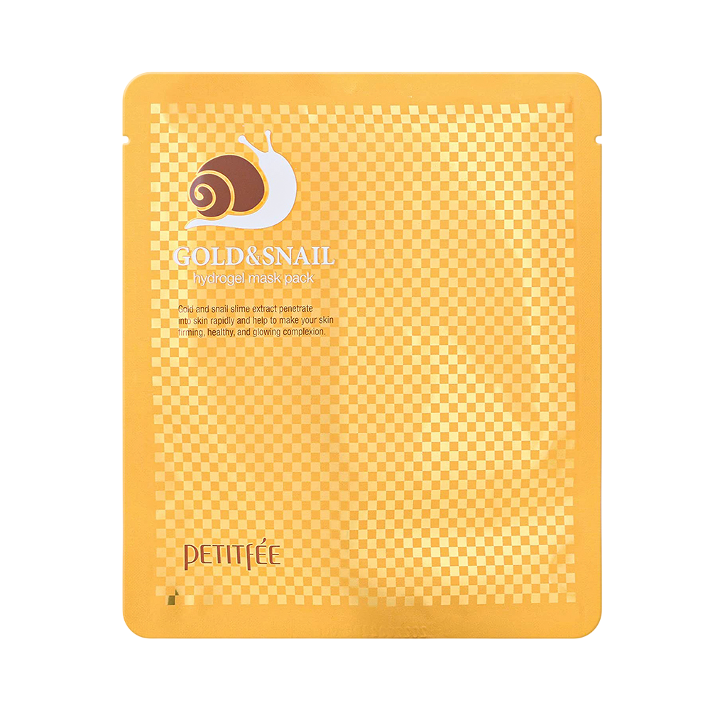 Petitfee Petitfee Gold & Snail Glow — Стягаща и озаряваща платнена маска за лице, 32 г 1