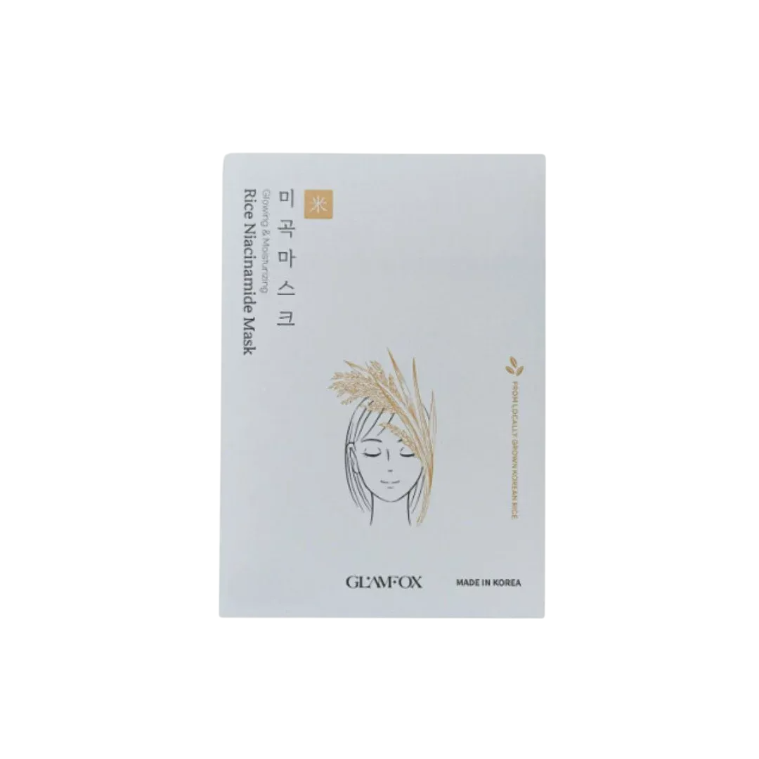 Glamfox Glamfox Rice Niacinamide Glow — Хидратираща, озаряваща платнена маска за лице, 23 мл 1