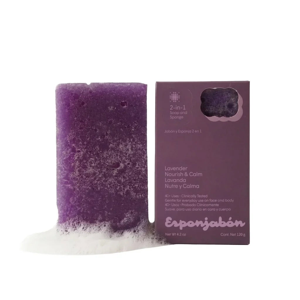 Esponjabon Esponjabon Lavander Nourishing Soap & 2-In-1 For Face & Body — Подхранваща гъба за грим за лице и тяло, 120 г 1
