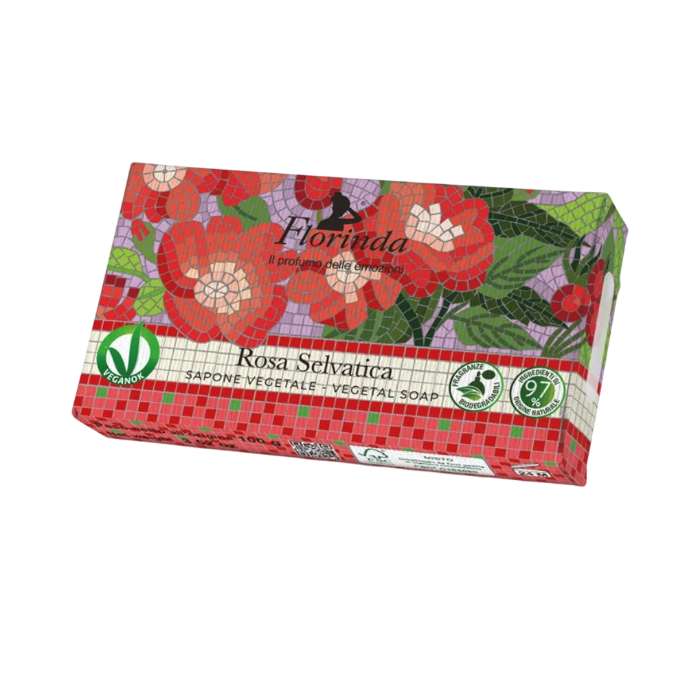 Florinda Florinda Rosa Selvatica — Почистващ и омекотяващ сапун с аромат, 100 г 1