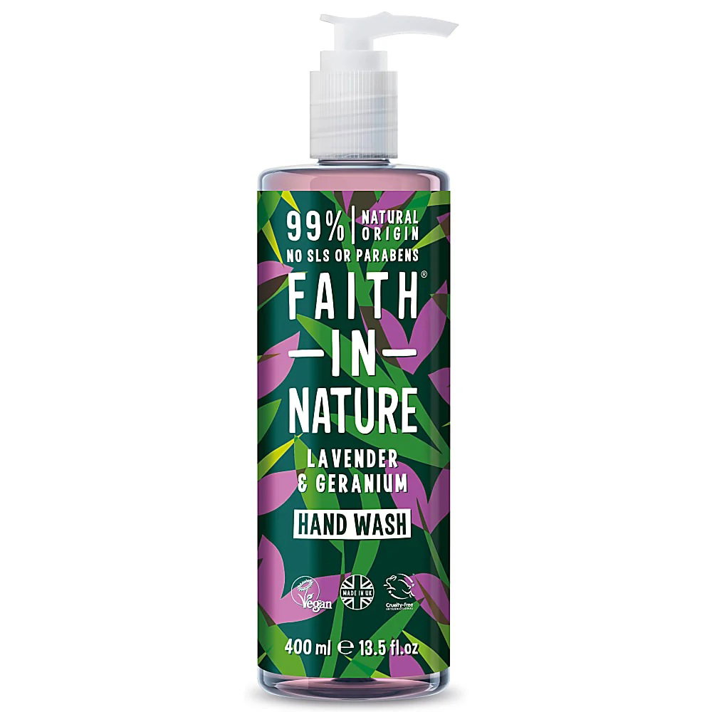 Faith In Nature Faith In Nature Lavender & Geranium Cleansing & Nourishing Hand — Почистващ и подхранващ гел, 400 мл 1