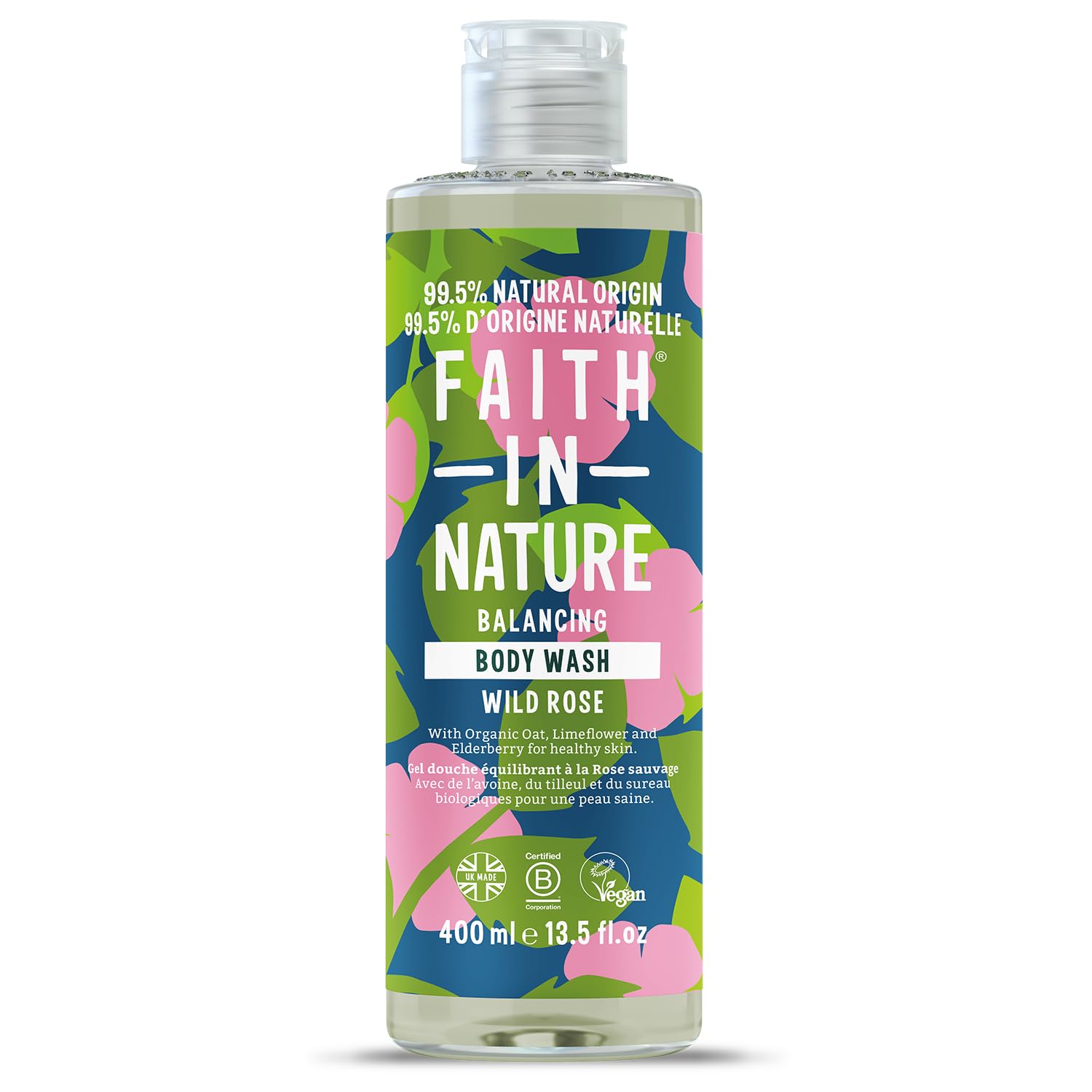 Faith In Nature Faith In Nature Wild Rose — Почистващ и подхранващ душ гел, 400 мл 1