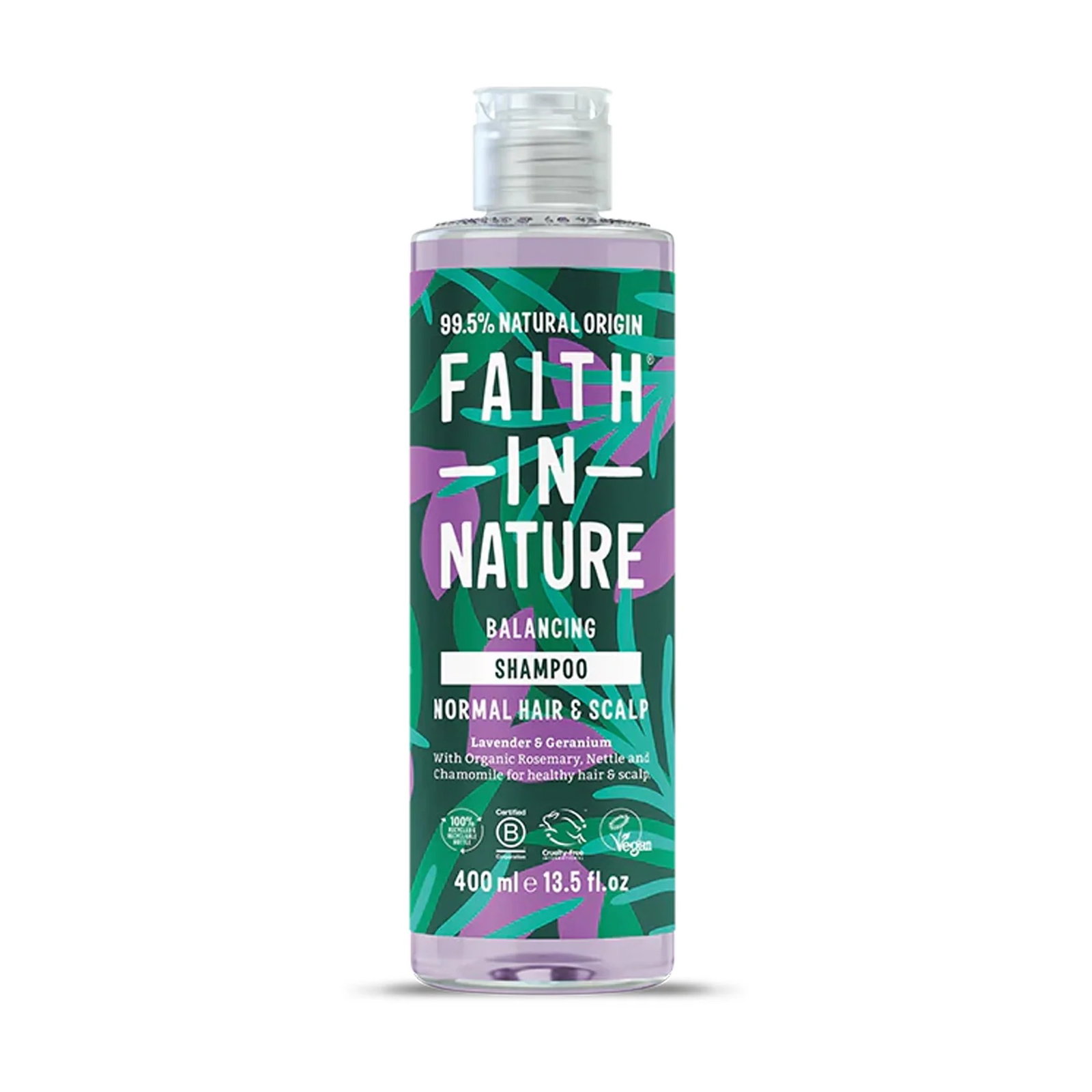 Faith In Nature Faith In Nature Lavender & Geranium — Балансиращ и почистващ шампоан, 400 мл 1