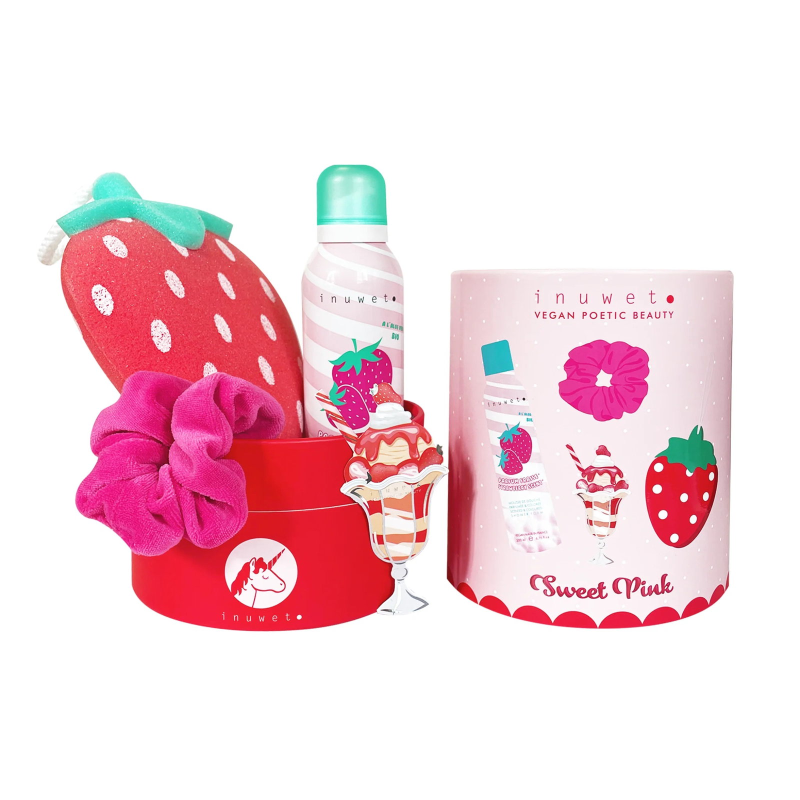 Inuwet Inuwet Strawberry Cleansing & Moisturising Shower Mousse — Почистваща и хидратираща гъба за грим, 200 мл КОМПЛЕКТ 1