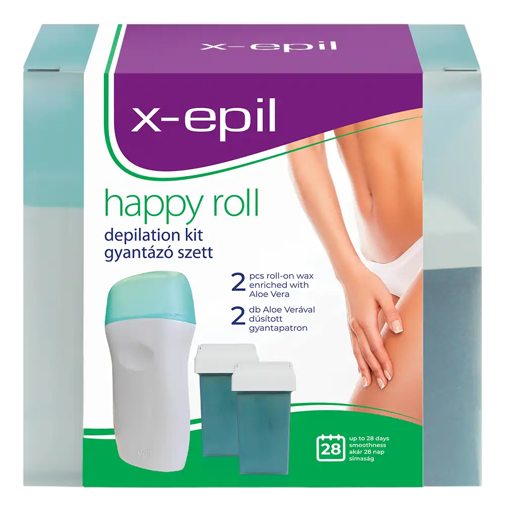 X-Epil X-Epil Set X-Epil: Happy Roll Aloe Vera Silky Finish Depilatory Wax Refill Body 2 pcs 50 ml + Happy Roll Aloe Vera Silky Finish Depilatory Wax Refillable Body 50 ml + X-Epil Hair Removal Wax Strips Fo 1
