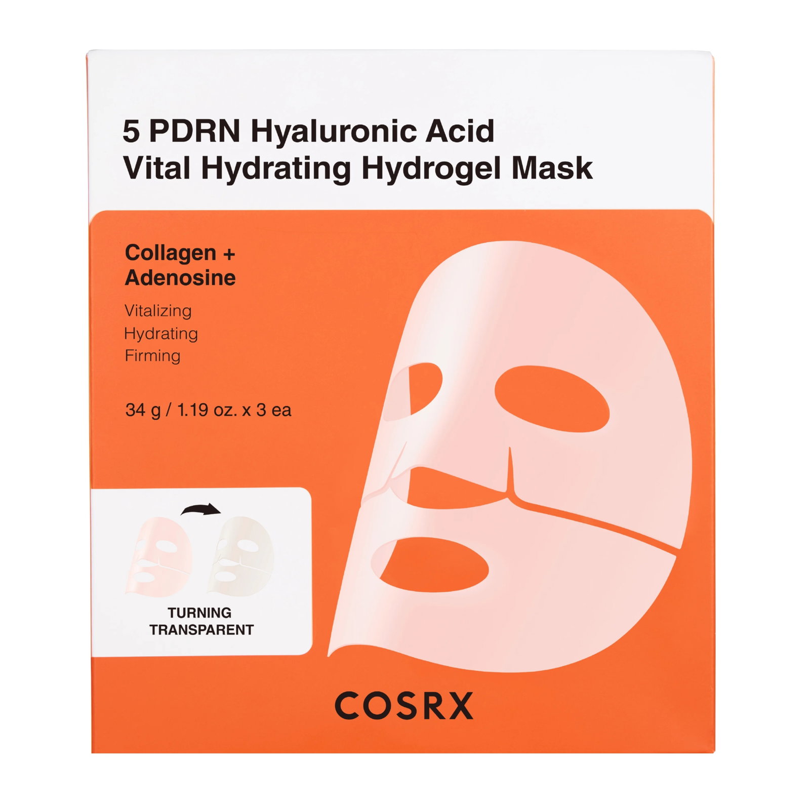 Cosrx Cosrx 5 PDRN Hyaluronic Acid Vital — Хидратираща, жизнена платнена маска за лице с хиалуронова киселина, 34 мл КОМПЛЕКТ 1