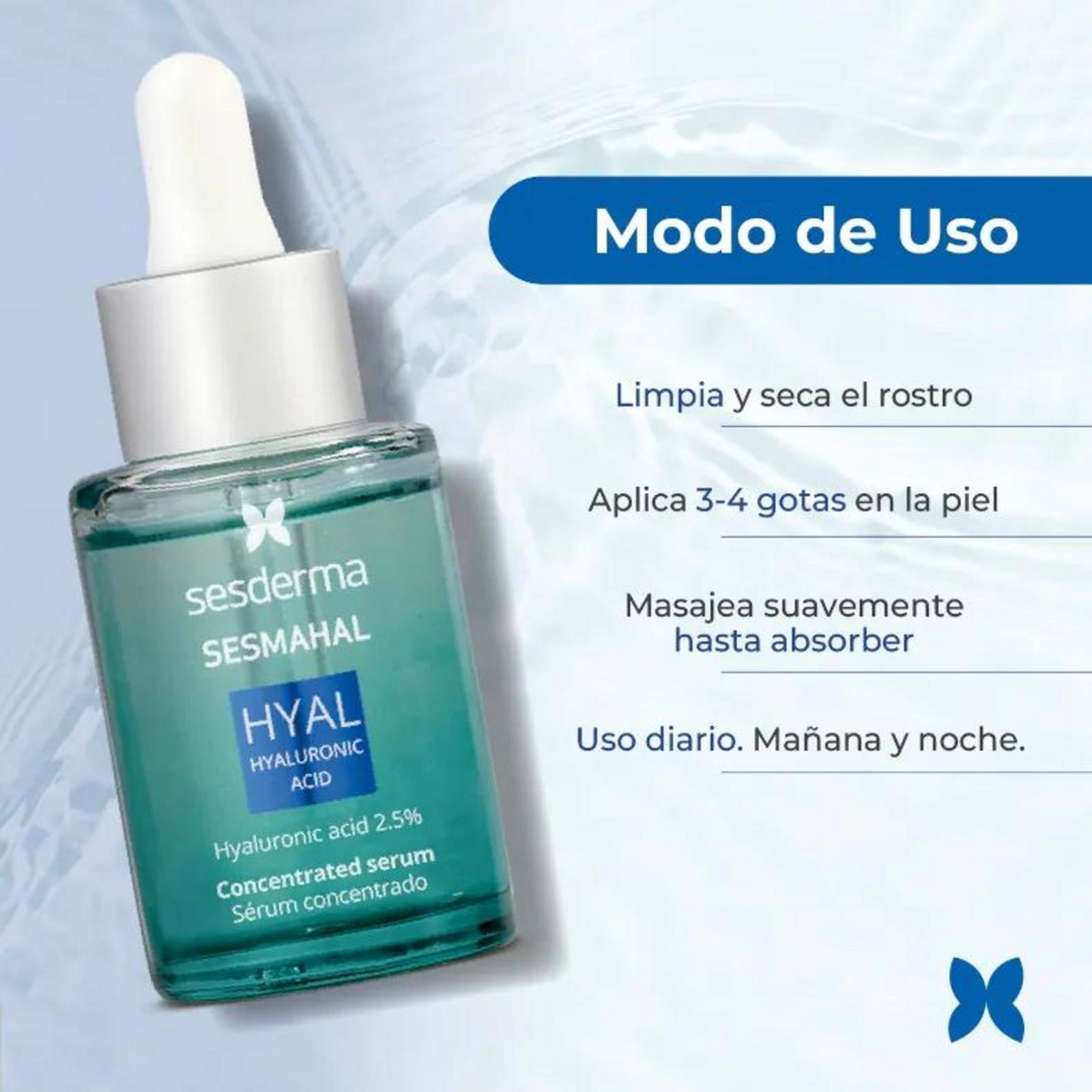 Sesderma Sesderma Sesmahal Hyaluronic Acid — Хидратиращ и уплътняващ серум сутрешен и вечерен за лице, 30 мл 2