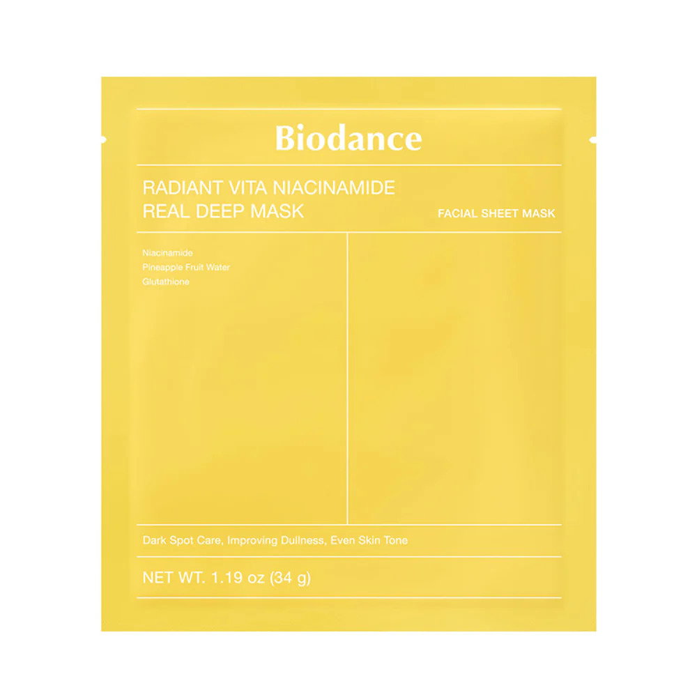 Biodance Biodance Radiant Vita Niacinamide — Озаряваща платнена маска за лице против тъмни петна, 34 г 1