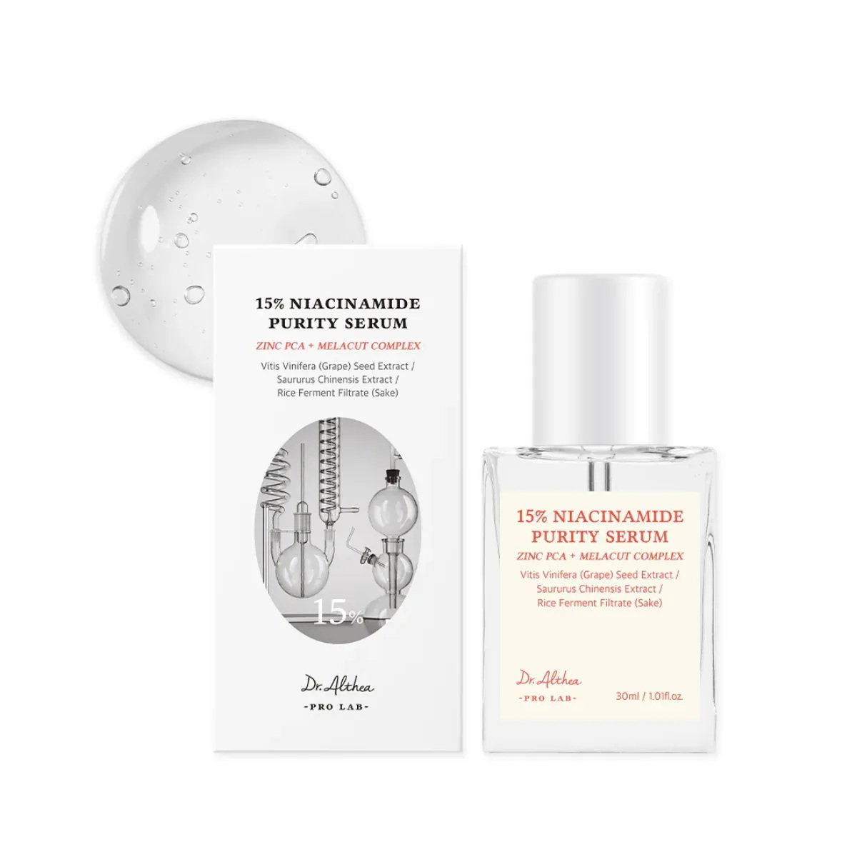 Dr. Althea Dr. Althea 15% Niacinamide Purity Pore Minimizing Day & Night — Стягащ и матиращ серум за лице, ден и нощ, 30 мл 2